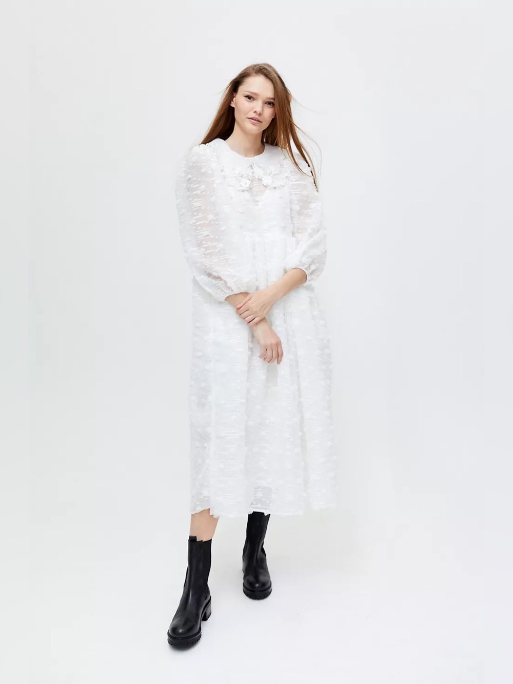 Dream Sister Jane Flowery Embroidered Midi Dress | Large